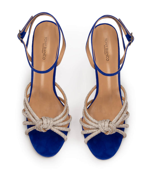 Azure Tony Bianco Kyla Azure Suede 11cm Strappy Heels | LILSX42705