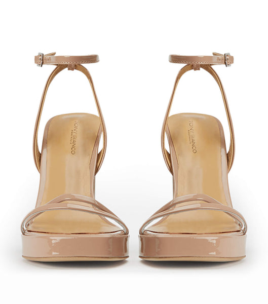 Beige Tony Bianco Dandy Coco Patent 11.5cm Block Heels | EILHC55196