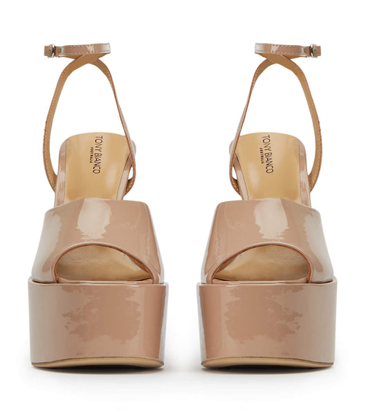 Beige Tony Bianco Journey Coco Patent 15cm Platform Shoes | FILUI19904