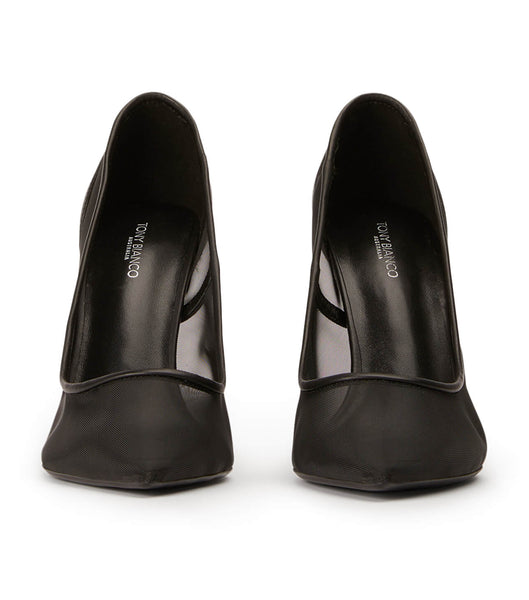 Black Tony Bianco Apex Black Mesh 10.5cm Event Heels | ILDFL60002