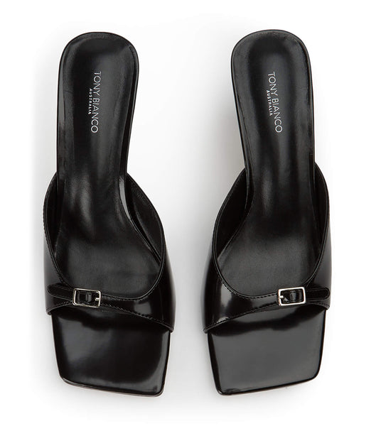 Black Tony Bianco Asar Black Hi Shine 6.5cm Low Heels | PILQX62901