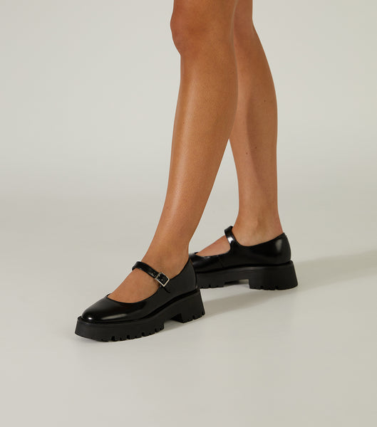 Black Tony Bianco Betsy Black Hi Shine 4.5cm Loafers | ILNEJ77604