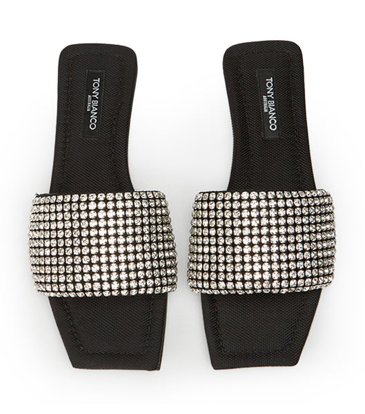 Black Tony Bianco Ellery Crystal/Black 1.5cm Sandals | UILND94744