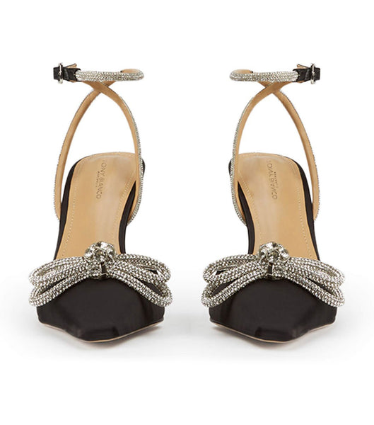 Black Tony Bianco Eros Black Satin 10.5cm Bridal Heels | GILEC68442