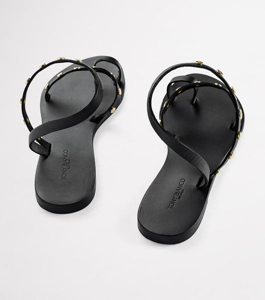 Black Tony Bianco Finola Black 1cm Flat Sandals | ILNEJ38665