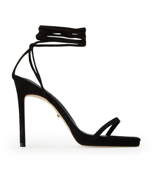 Black Tony Bianco Fleur Black Suede 11cm Strappy Heels | UILND78540