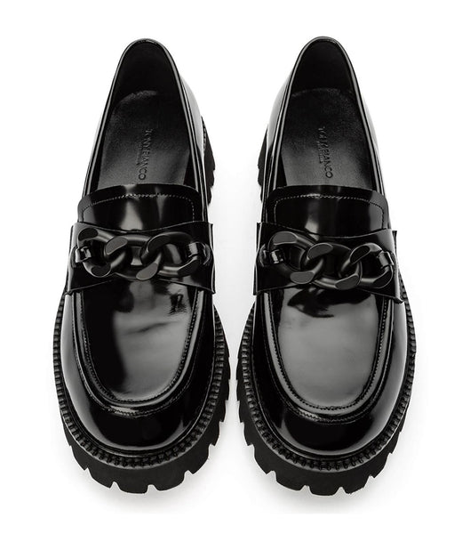 Black Tony Bianco Georgi Black Hi Shine 4cm Loafers | GILUC18393
