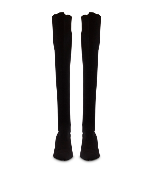 Black Tony Bianco Gracie Black Sock Knit 6.5cm Stiletto Boots | GILEC18817