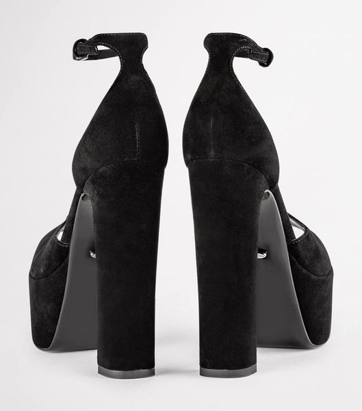 Black Tony Bianco Jayze Black Suede 14cm Block Heels | ILEGJ88891