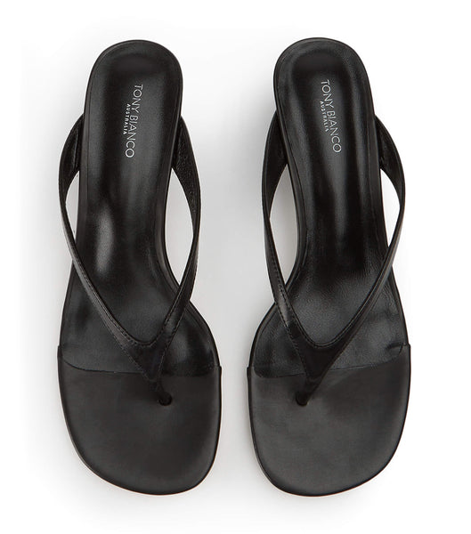 Black Tony Bianco Krista Black Nappa 5cm Thong Sandals | ILCIF71966
