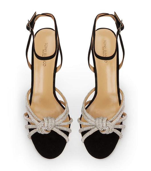 Black Tony Bianco Kyla Black Suede 11cm Bling Heels | FILHY32826