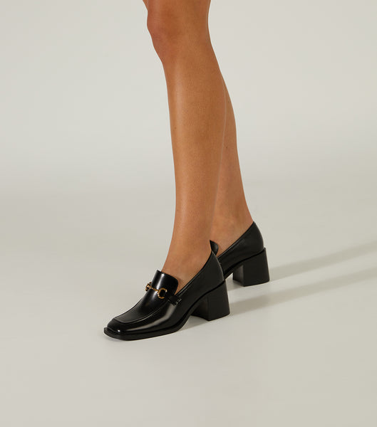 Black Tony Bianco Livia Black Hi Shine 6.5cm Loafers | QILWA70438