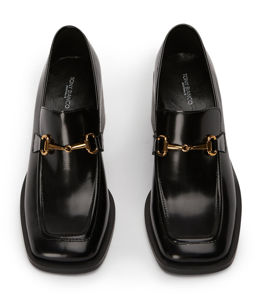 Black Tony Bianco Livia Black Hi Shine 6.5cm Loafers | QILWA70438