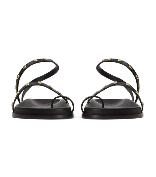 Black Tony Bianco Lyvia Black Flat Sandals | ILJZR81654