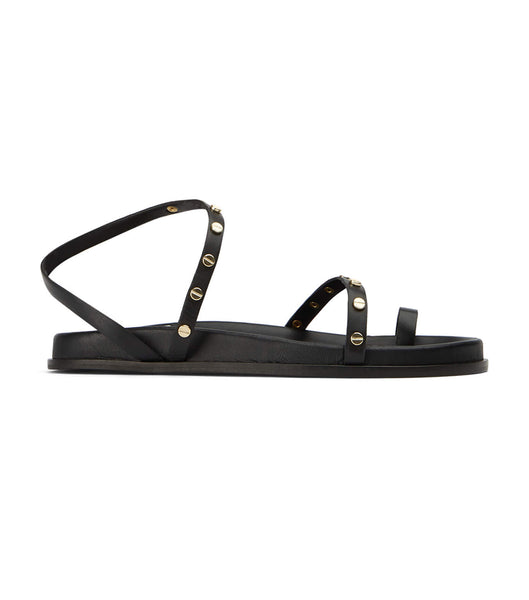 Black Tony Bianco Lyvia Black Flat Sandals | ILJZR81654