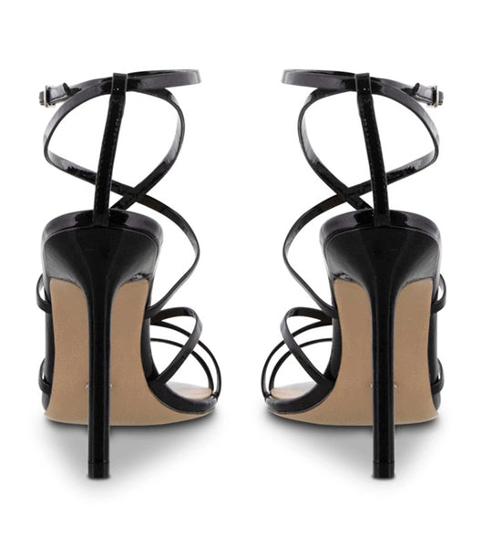 Black Tony Bianco Marcy Black Patent 10.5cm Strappy Heels | DILKV77088