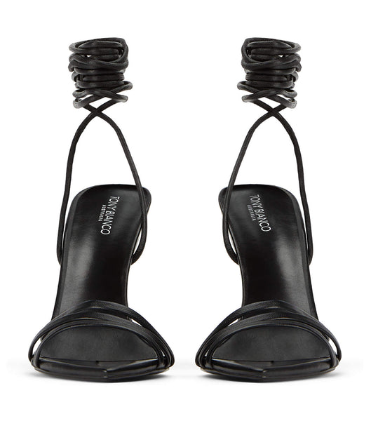Black Tony Bianco Mavis Black Nappa 10.5cm Strappy Heels | ILDYB38853