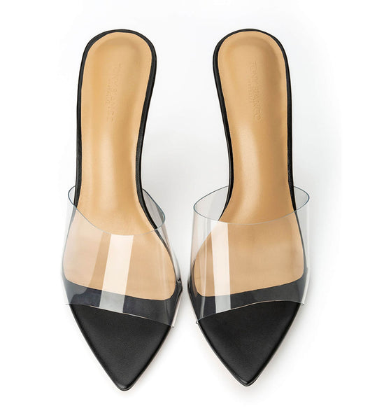 Black Tony Bianco Mylo Clear Vinylite/Black 10.5cm Event Heels | MILHR48913