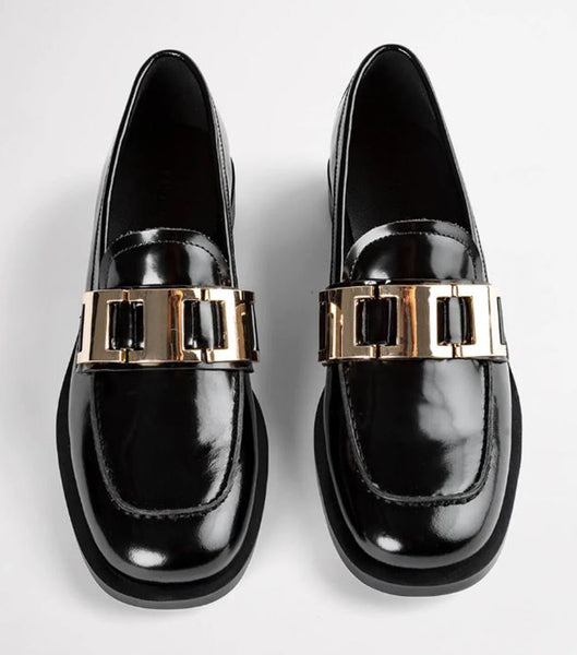 Black Tony Bianco Ruiz Black Hi Shine 2.5cm Loafers | AILDF67563