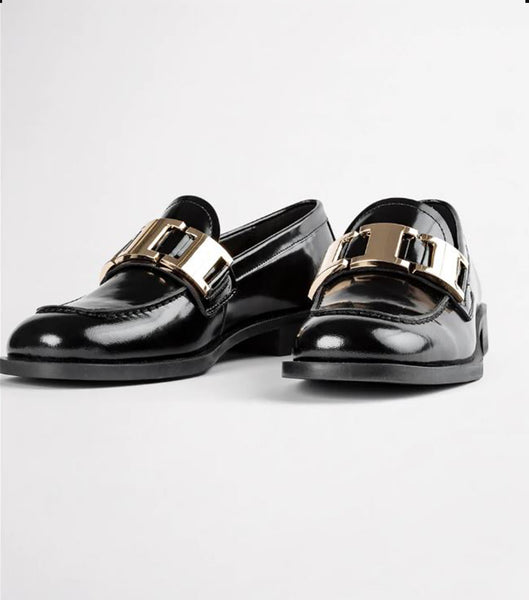Black Tony Bianco Ruiz Black Hi Shine 2.5cm Loafers | AILDF67563