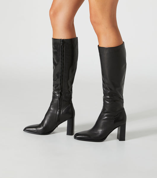 Black Tony Bianco Rylee Black Venice 8.5cm Mid Calf Boots | SILNY62612
