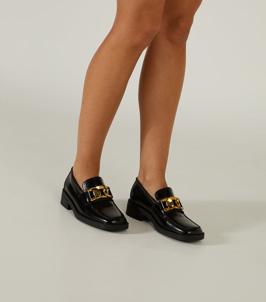 Black Tony Bianco Tia Black Hi Shine 4cm Loafers | ILNEJ53655