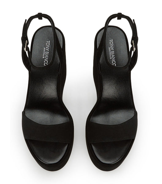 Black Tony Bianco Vesna Black Suede 13cm Wedges | ILDYB14060