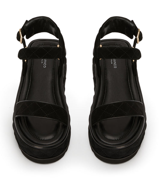 Black Tony Bianco Zahara Black Suede 6cm Flat Sandals | FILUI72068