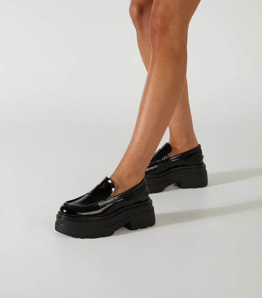 Black Tony Bianco Zomp Black Hi Shine 7.5cm Loafers | ILJBT63364