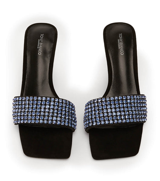 Blue / Black Tony Bianco Amos Blue Crystal/Black Suede 6.5cm Bling Heels | UILTG95786