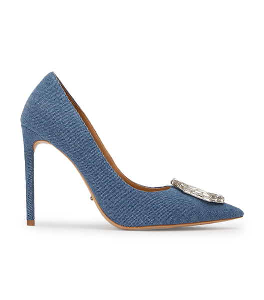Blue Tony Bianco Alison Washed Denim 10.5cm Bling Heels | AILDF56124