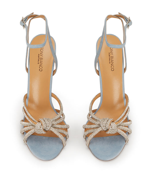 Blue Tony Bianco Kyla Sky Suede 11cm Bling Heels | DILVO52485
