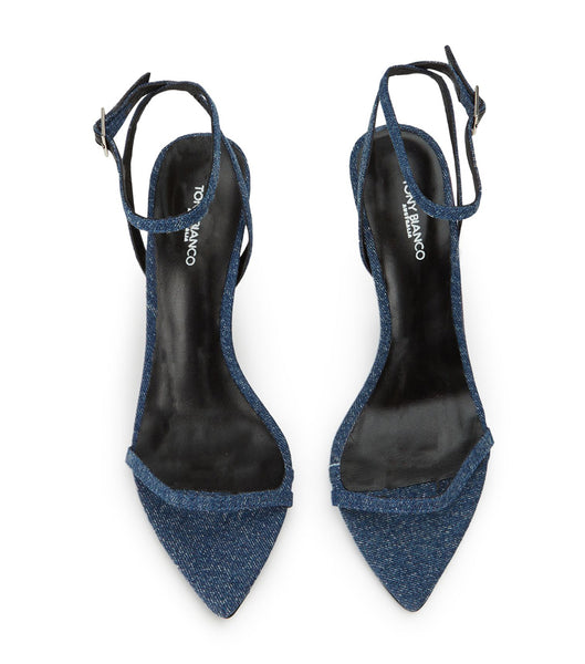 Blue Tony Bianco Myra Blue Denim 10.5cm Bling Heels | PILER31278