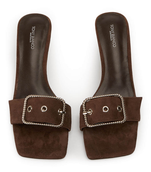 Brown Tony Bianco Amy Espresso Suede 6.5cm Low Heels | SILNY45626