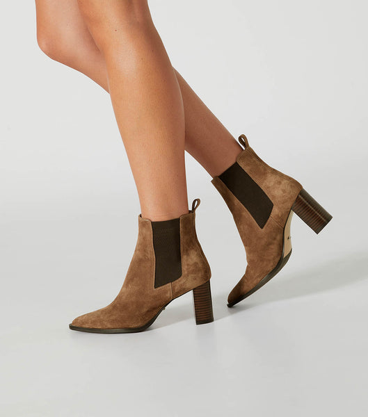 Brown Tony Bianco Piston Saddle Suede 7.5cm Heeled Boots | GILUC75320