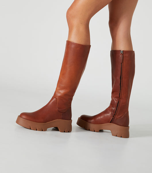 Brown Tony Bianco Rage Cognac 5.5cm Mid Calf Boots | ILEGJ58011