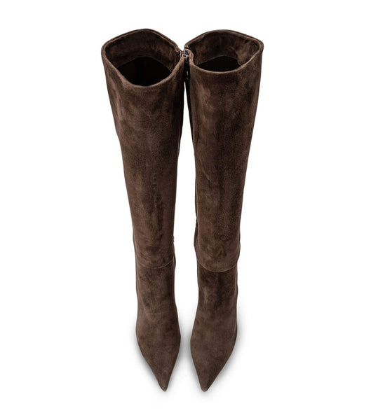 Chocolate Tony Bianco Apollo Espresso Suede 10.5cm Stiletto Boots | XILBH14304