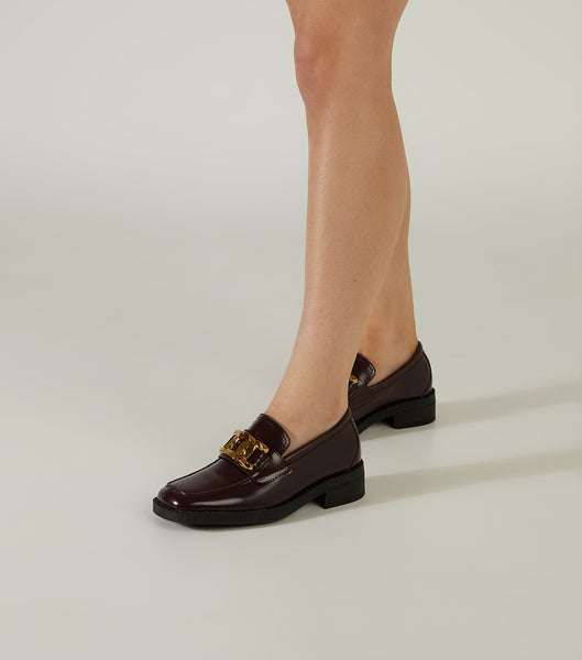 Chocolate Tony Bianco Tia Vino Hi Shine 4cm Loafers | GILEC66512
