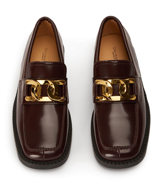 Chocolate Tony Bianco Tia Vino Hi Shine 4cm Loafers | GILEC66512