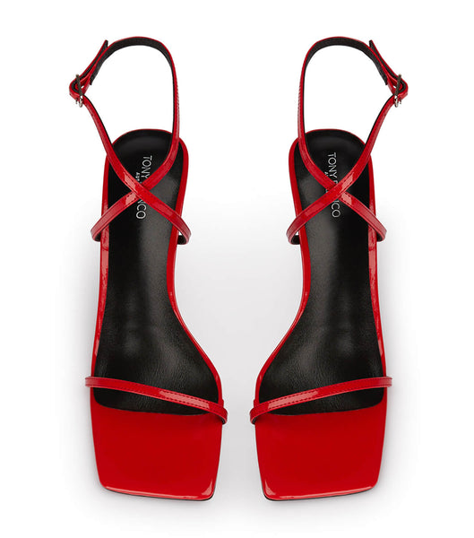 Deep Red Tony Bianco Axent Scarlet Patent 6.5cm Strappy Heels | MILHR26367