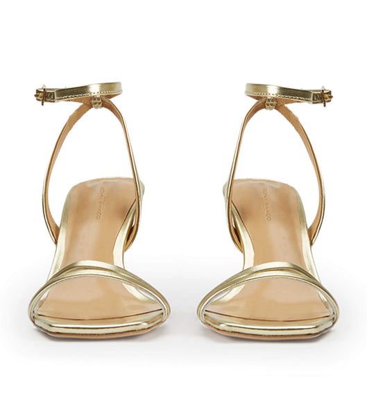 Gold / Metal Tony Bianco Camelia Gold Nappa Metallic 8.5cm Low Heels | DILVO26829