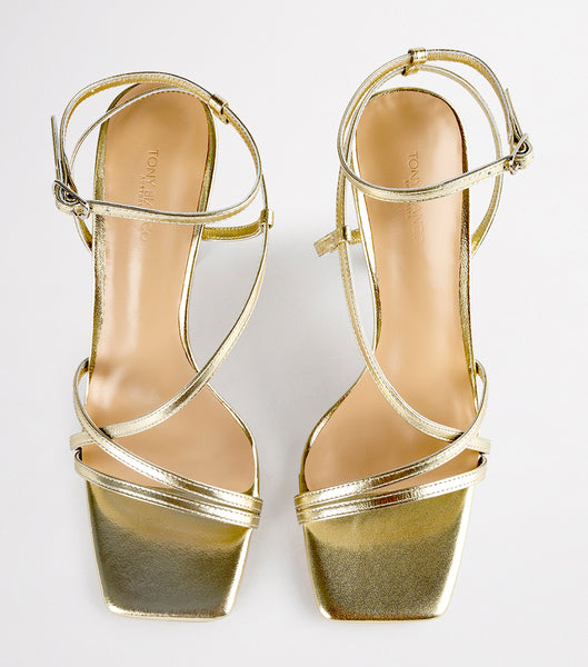 Gold / Metal Tony Bianco Franci Gold Nappa Metallic 10.5cm Strappy Heels | UILND70900
