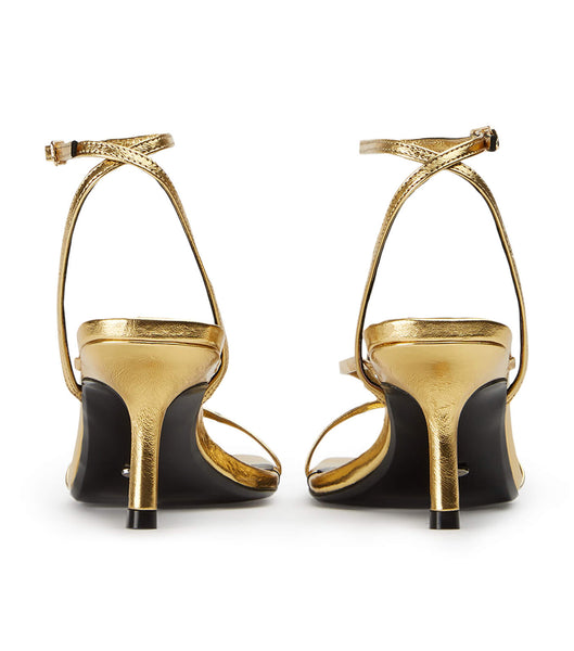 Gold Tony Bianco Avi Gold Foil 6.5cm Strappy Heels | ILIIZ67172