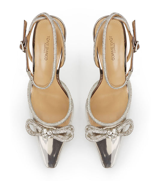 Grey Tony Bianco Eros Clear Vinylite/Gunmetal Shine 10.5cm Bling Heels | ZILMJ72669