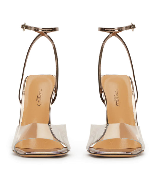 Grey Tony Bianco Nelani Clear Vinylite/Gunmetal Shine 10.5cm Block Heels | UILTG49623