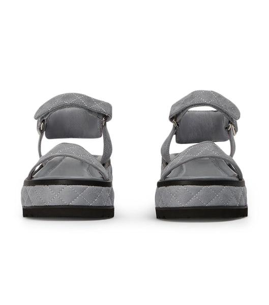 Grey Tony Bianco Zahara Steel Grey Suede 6cm Flat Sandals | GILUC78951