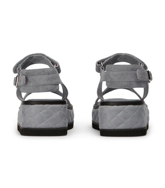 Grey Tony Bianco Zahara Steel Grey Suede 6cm Flat Sandals | GILUC78951