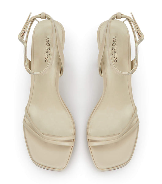 Light Yellow Tony Bianco Dandy Vanilla Capretto 11.5cm Block Heels | AILWC96864