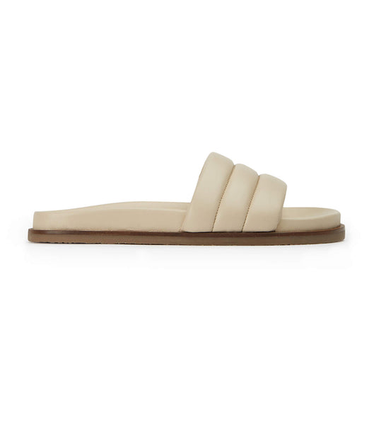 Light Yellow Tony Bianco Lucas Vanilla Nappa 1.5cm Flat Sandals | PILER21466