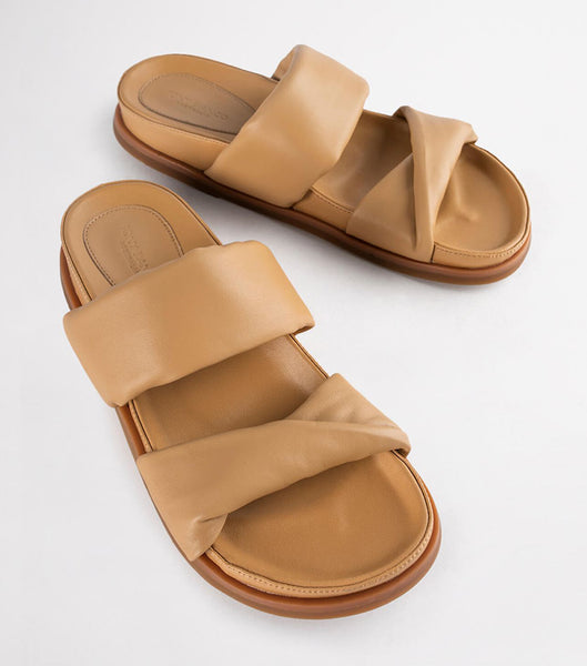 Orange Tony Bianco Henry Honey Nappa 3.5cm Slides | ZILNQ48623